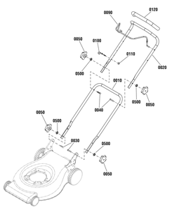 Handles Group (881305) Diagram and Parts List for 881548-MPH625E,625SERIES 2012 Briggs and Stratton Lawn Mower